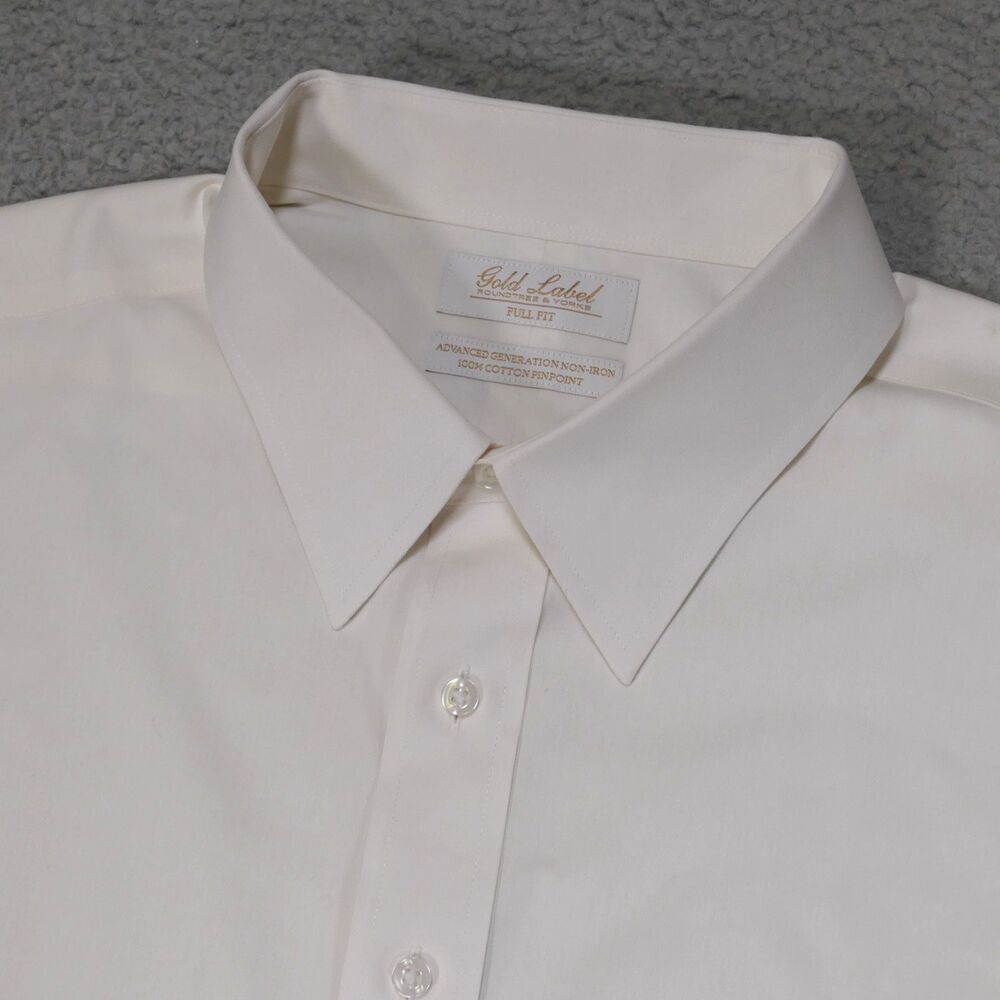 Roundtree Yorke Gold Label Shirt Mens 18-34 Full Fit Beige Button Up Long Sleeve